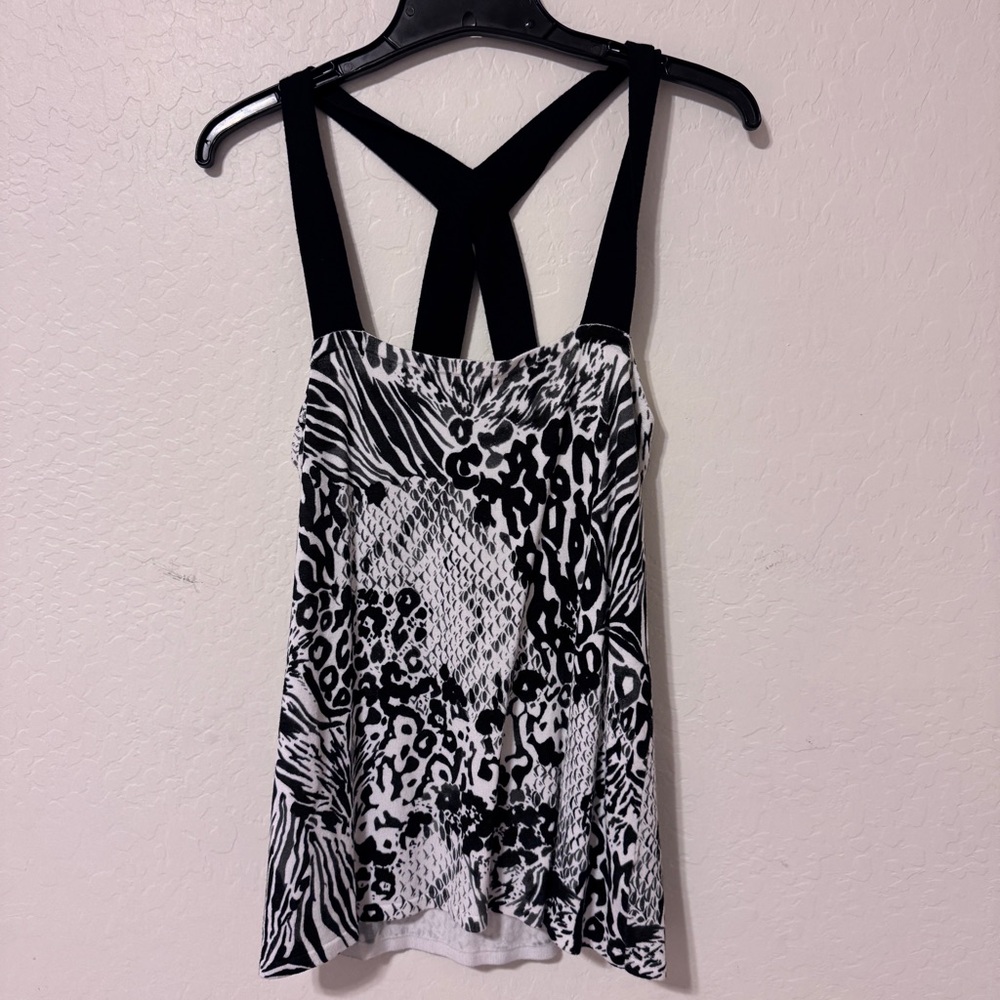 Cache Black and White Animal Print Camisole